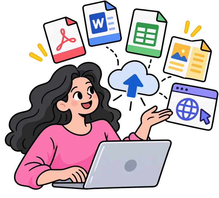 Pemilik usaha mengunggah PDF, Word, spreadsheet, brosur, dan link website ke Haika