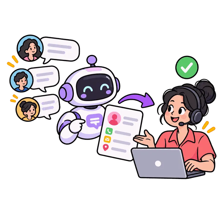 Haika membalas chat pelanggan lalu menyerahkan data calon pembeli ke tim